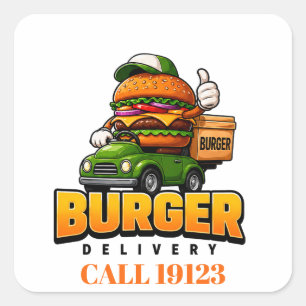 🍔 Burger Delivery Driver Team Uniform Apparel 🚚 Square Sticker