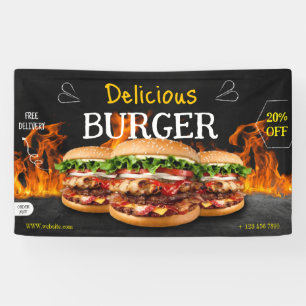 Burger fast food barbecue Hamburger party cute Banner