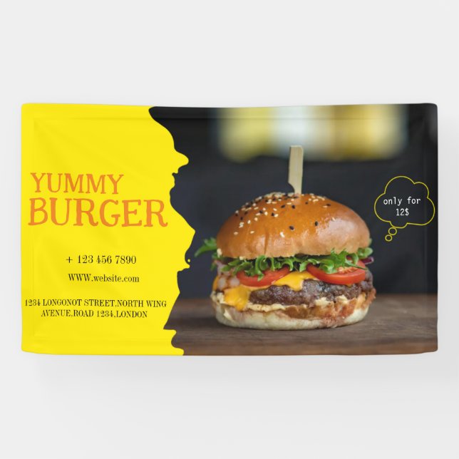 Burger fast food barbecue Hamburger party cute Banner (Horizontal)