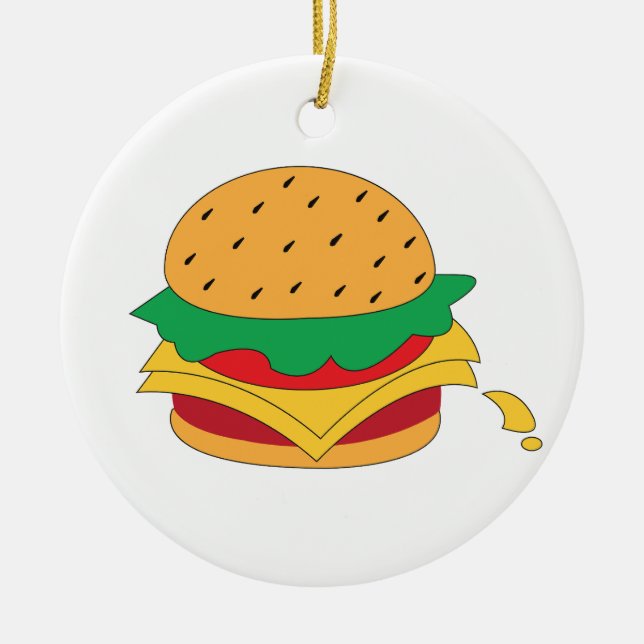 Burger food no diet  ceramic tree decoration (Front)