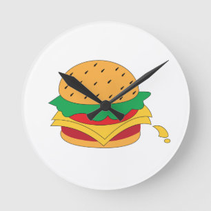 Burger food no diet  round clock