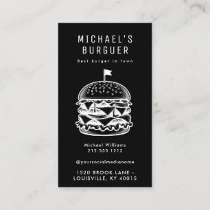 Burger Food Truck Black and White Loyalty Card