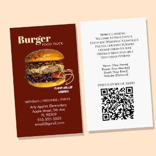 burger food truck catering  business card