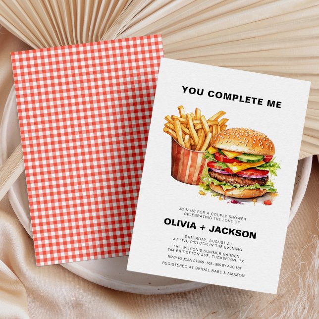 Burger & Fries Fun Casual Couples Bridal Shower Invitation (Creator Uploaded)