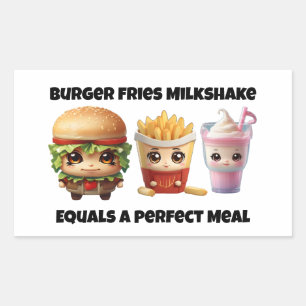 Burger fries milkshake chibi  rectangular sticker