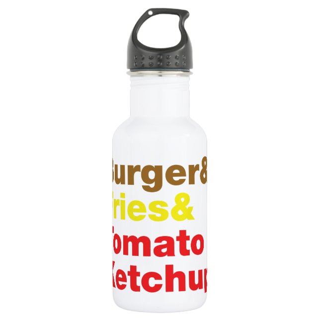 Burger & Fries & Tomato Ketchup. 532 Ml Water Bottle (Front)