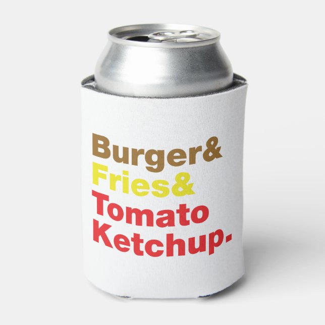 Burger & Fries & Tomato Ketchup. Can Cooler (Can Front)