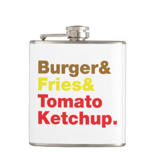 Burger & Fries & Tomato Ketchup. Hip Flask