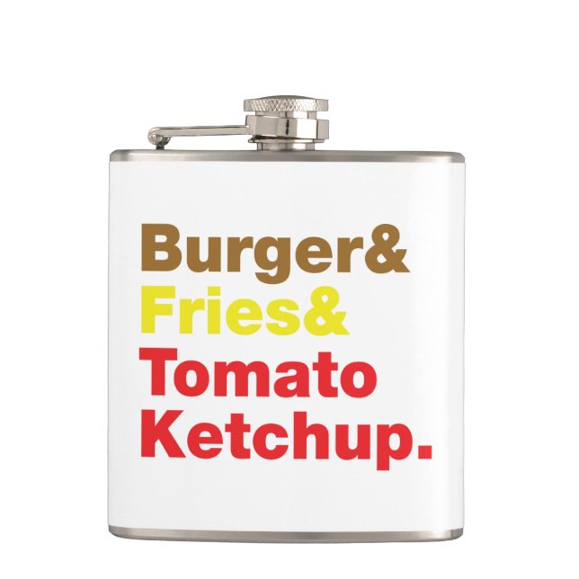 Burger & Fries & Tomato Ketchup. Hip Flask (Front)