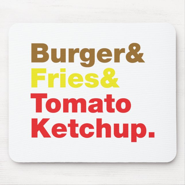 Burger & Fries & Tomato Ketchup. Mouse Mat (Front)