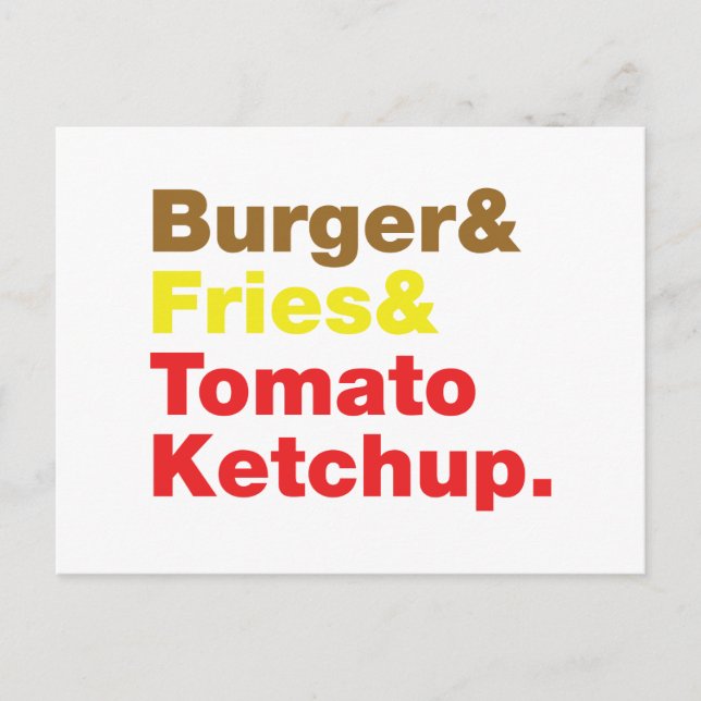 Burger & Fries & Tomato Ketchup. Postcard (Front)