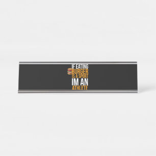 Burger Hamburger BBQ Humour Funny Pun Gift Idea Desk Name Plate