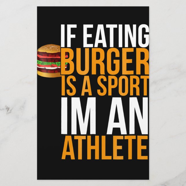 Burger Hamburger BBQ Humour Funny Pun Gift Idea Stationery (Front)