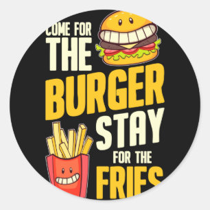 Burger hamburger bbq meat - cheeseburger classic round sticker