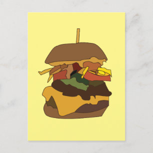 Burger Hamburger Burger Love Illustration  Postcard
