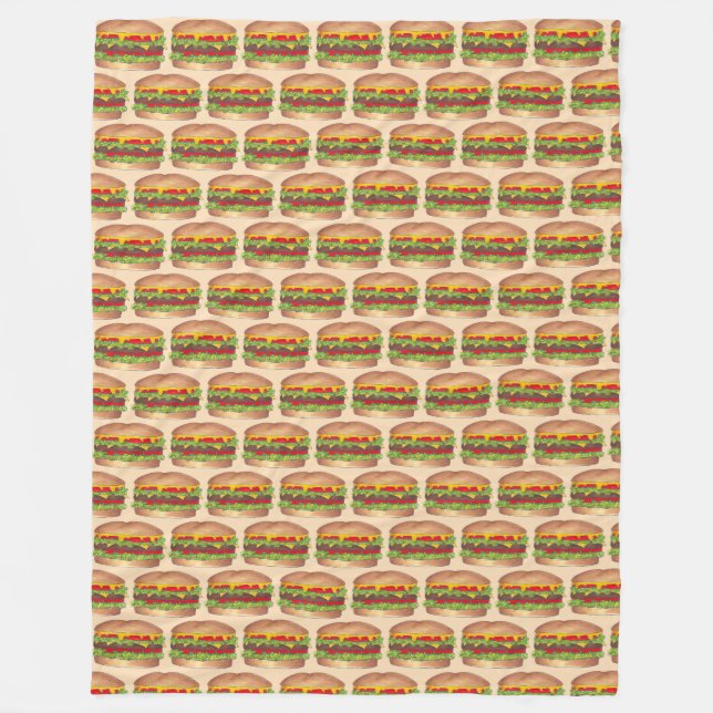 Burger Hamburger Cheeseburger Fast Food Foodie Fleece Blanket (Front)