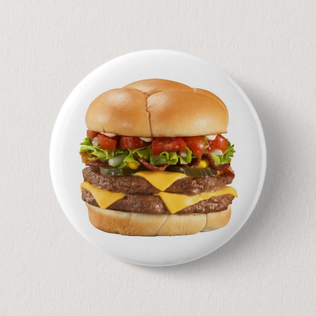 Burger hamburger food badge button (Front)