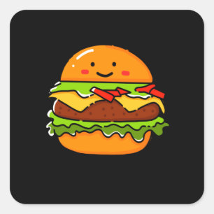 Burger Illustration Square Sticker