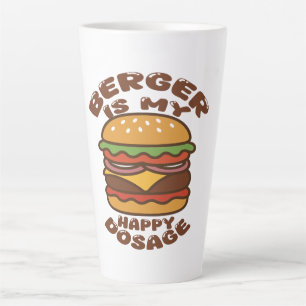 Burger is my happy dosage vintage quote latte mug