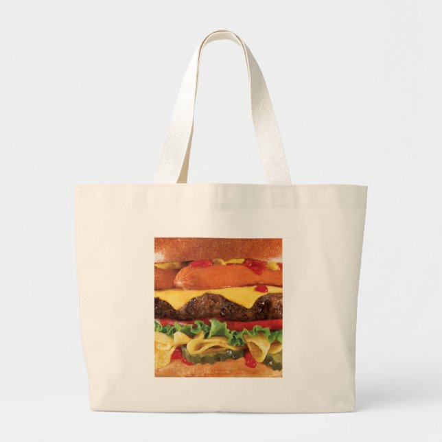 burger large tote bag (Front)