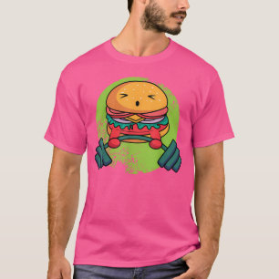 Burger Lifting Fitness Barbell Hamburger Fast Food T-Shirt