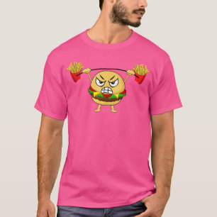 Burger Lifting Fries Funny Food Snatch Squat Barbe T-Shirt