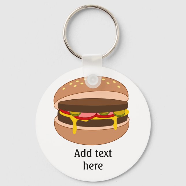 Burger Lover - Personalise this Graphic Key Ring (Front)