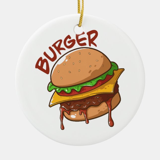 Burger Lovers Ceramic Tree Decoration (Front)