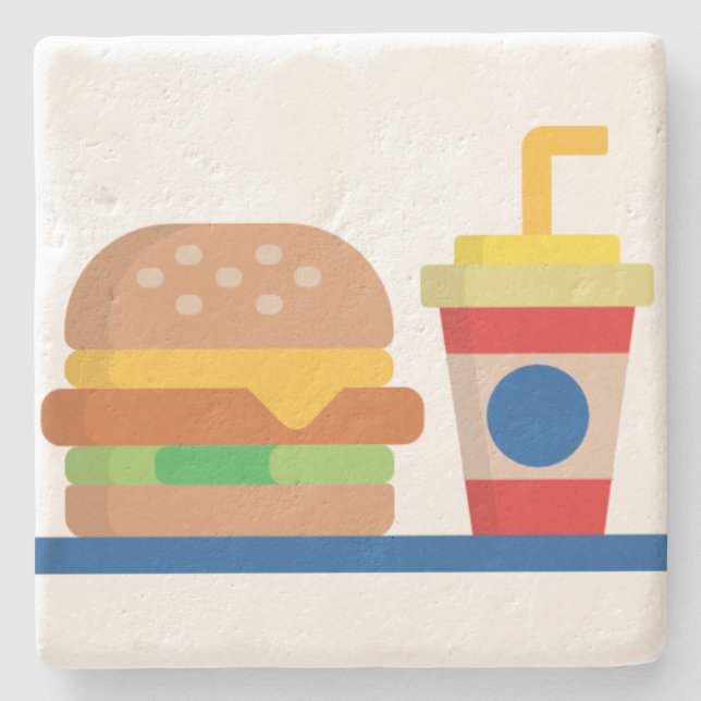 Burger Meal Stone Coaster (Front)