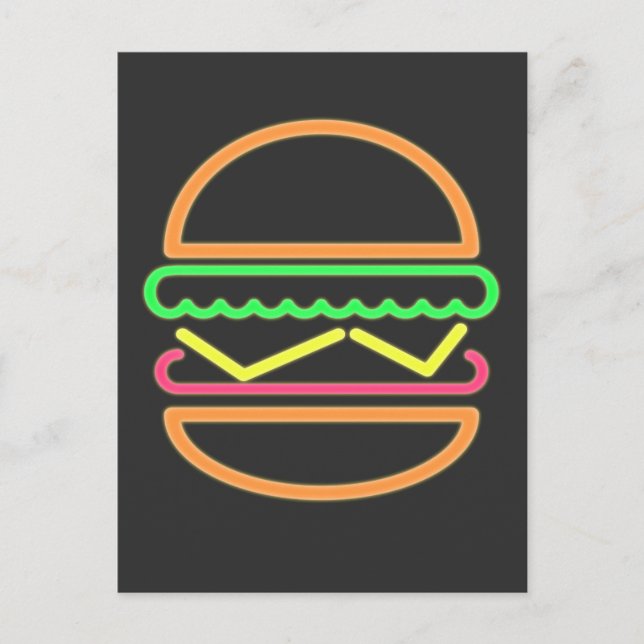 Burger Neon Tshirt - Classic 80s Retro Postcard (Front)
