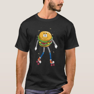 Burger On Rollerskates Roller Blades Skater Skatin T-Shirt