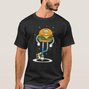 Burger On Rollerskates Roller Blades Skater Skatin T-Shirt