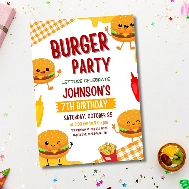 Burger Party Birthday Invitation, Backyard BBQ  Invitation (Creator Uploaded)