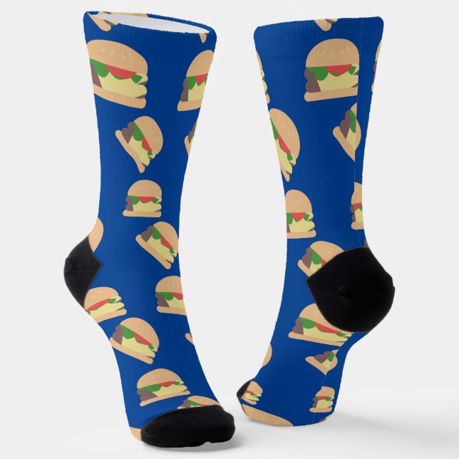 Burger Party Restaurant Pattern Socks (Angled)