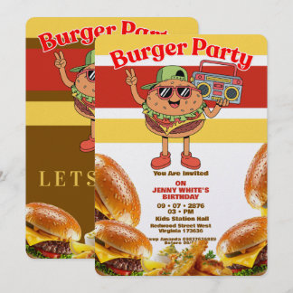 Burger Party Themed Invitation