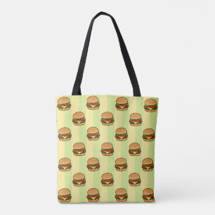 Burger Pattern Tote Bag