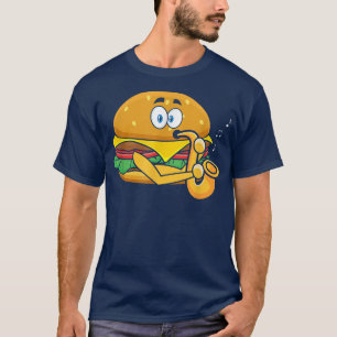 Burger Playing Saxophone, Saxophonist Player Jazz T-Shirt