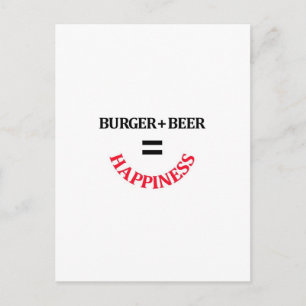 Burger Plus Beer Equals Happiness Postcard