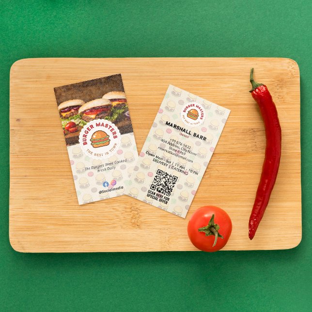 Burger Restaurant Business | Minimalist Classic Business Card (Creator Uploaded)