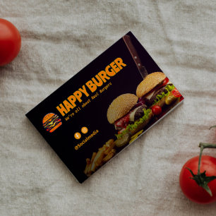 Burger Restaurant Business Minimalist Dark Business Card