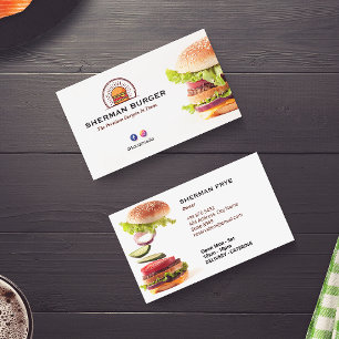 Burger Restaurant Business Minimalist White Business Card