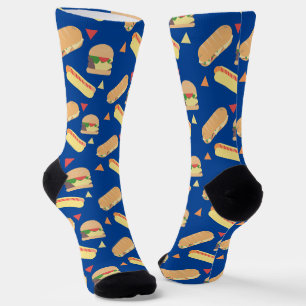 Burger Sandwich Party Restaurant Pattern Socks