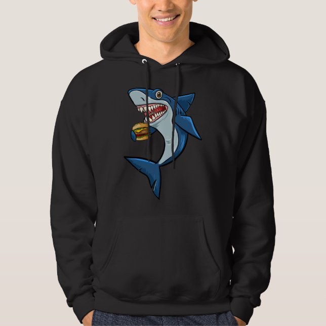 Burger Sharks Love Animal   Mens Womens Outfit Hoodie (Front)