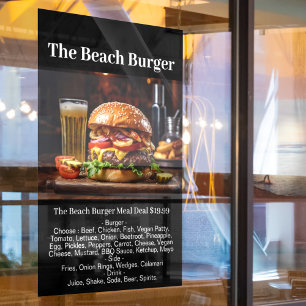 Burger Shop Meal Fast Food Restaurant Bar Business Window Cling