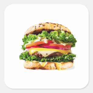 Burger Square Sticker