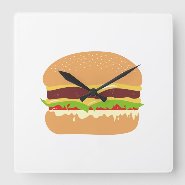 Burger Square Wall Clock (Front)