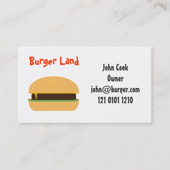 Burger themed business card (Front)