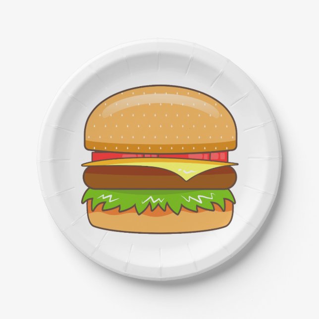 Burger Vector Illustration Paper Plate (Front)