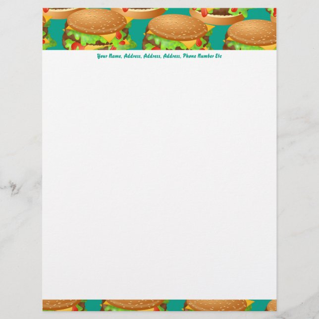 Burger Wallpaper, Burger Wallpaper, Your Name, ... Letterhead Design (Front)