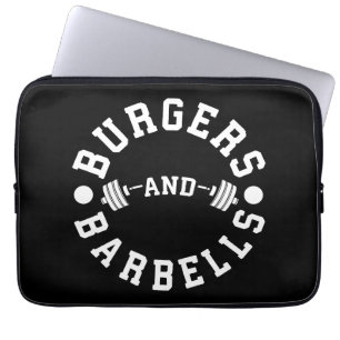 Burgers and Barbells - Funny Workout Motivational Laptop Sleeve